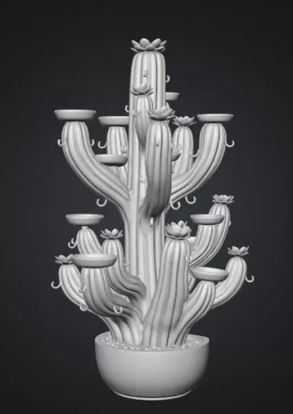 Blooming Cactus Jewelry Organizer STL File for 3D Print - Model preview 19