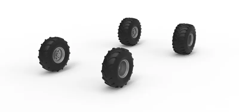 Wheel set of Mud dragster Version 3 Scale 1:25 - Model preview 2