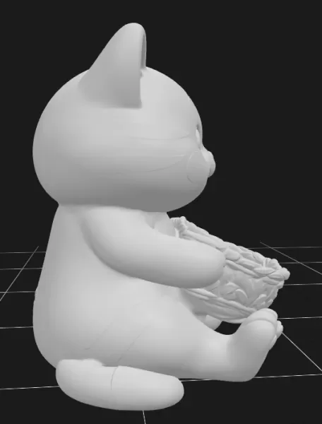 Cute Cat Holding a Gift Basket - Model preview 3