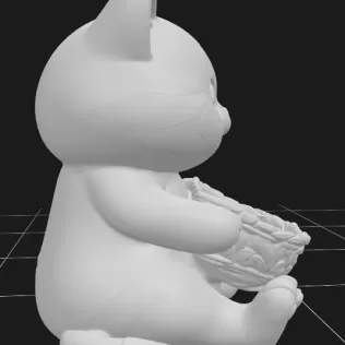 Cute Cat Holding a Gift Basket - Model thumbnail 3