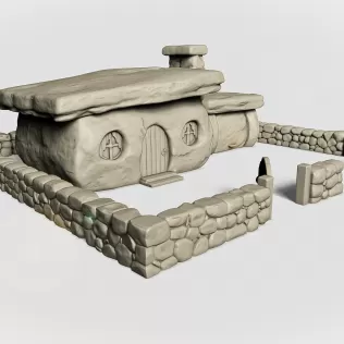 Stone Age Cartoon House #RoZ - Model thumbnail 4