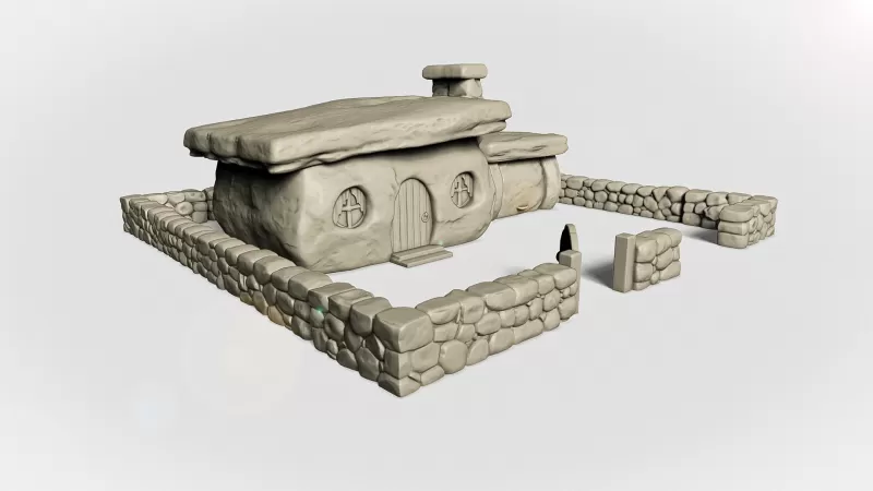 Stone Age Cartoon House #RoZ - Model preview 4