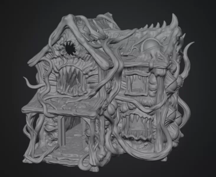 Flesh Monster Cottage STL for 3D Printing - Model preview 7
