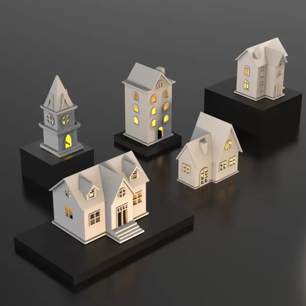 3D Christmas Houses , 5 pcs. Bundle for Christmas, Christmas - Model preview 5