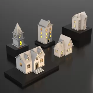 3D Christmas Houses , 5 pcs. Bundle for Christmas, Christmas - Model thumbnail 5