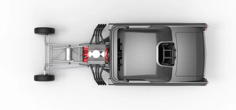 Front engine old school dragster with shell V12 Scale 1:25 - Model preview 11