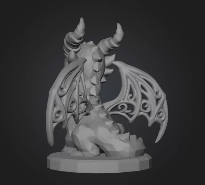 Cute Fantasy Smaragd Dragon – STL File 3D Printable Dragon - Model preview 9