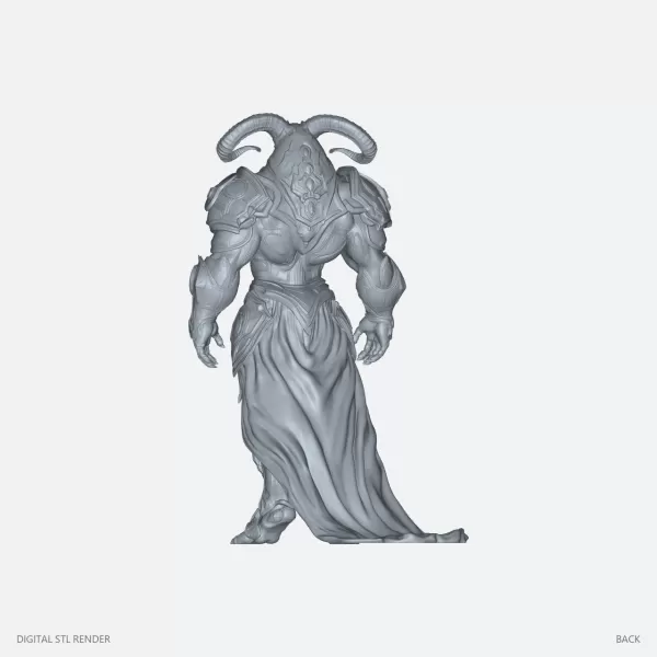 Ram-Horned Armored Knight Statue - STL - Model preview 4