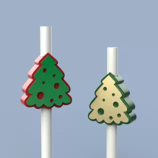 Christmas Straw Topper, Christmas Tree, 10mm, Holiday Straw - Model thumbnail 7