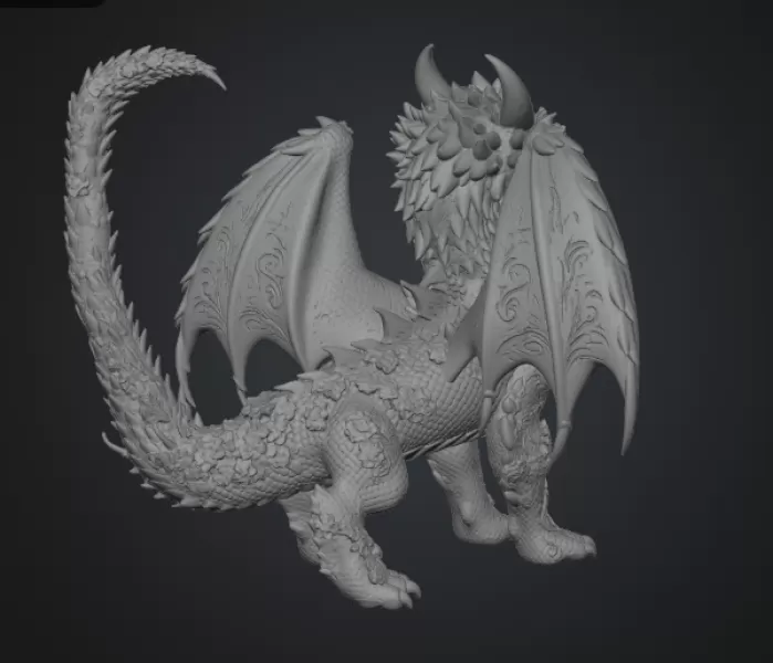 Azure Blossom Dragon STL File for 3D Print - Model preview 14