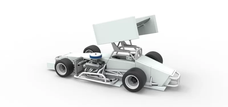 Supermodified front engine Winged race car V4 Scale 1:25 - Model preview 11