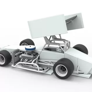 Supermodified front engine Winged race car V4 Scale 1:25 - Model thumbnail 11