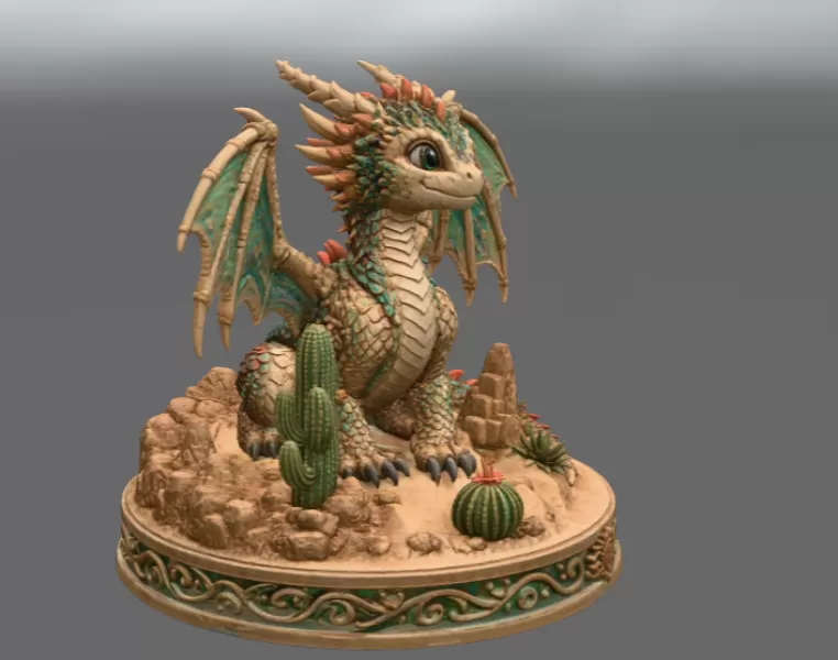 Fantasy Desert Dragon STL File for 3D Printing - Model preview 6