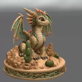 Fantasy Desert Dragon STL File for 3D Printing - Model thumbnail 6