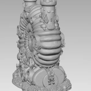 Nautilus Seashell Fantasy House – Ocean Coral Cottage STL | 3D P - Model thumbnail 11