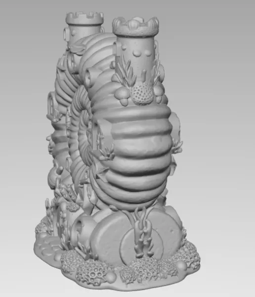 Nautilus Seashell Fantasy House – Ocean Coral Cottage STL | 3D P - Model preview 11