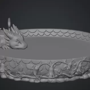 Sleeping Baby Dragon Tray STL File for 3D Print - Model thumbnail 13