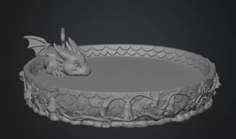 Sleeping Baby Dragon Tray STL File for 3D Print - Model preview 13