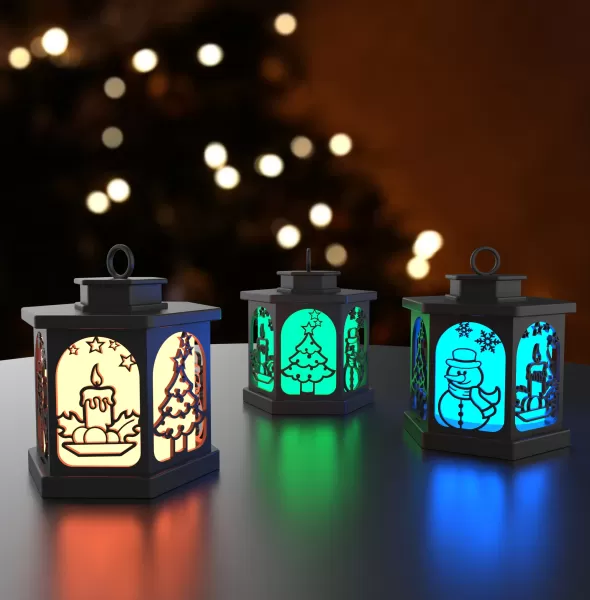 3D Christmas Lamp, Christmas Lantern, Night Light, Candle Holder - Model preview 3