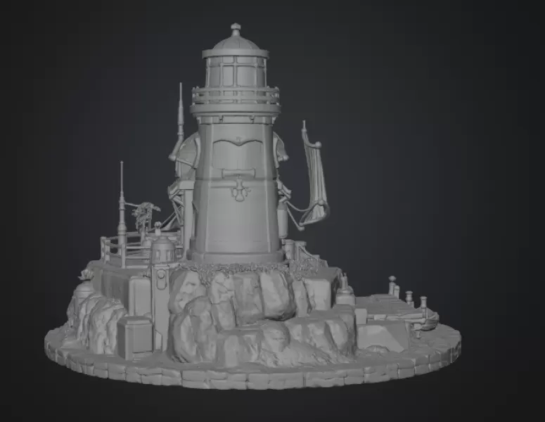 🌊 Lighthouse Harbor House STL File for 3D Print - Model preview 16