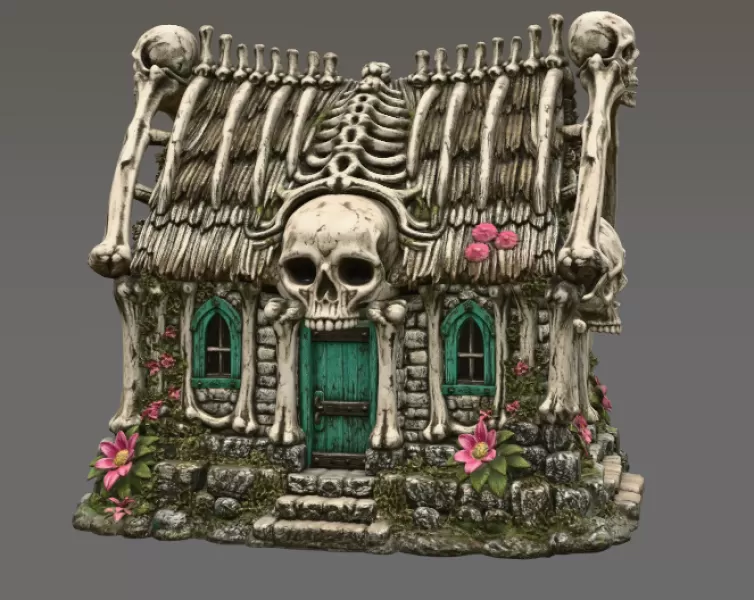 Gothic Bone House STL File for 3D Print - Model preview 3