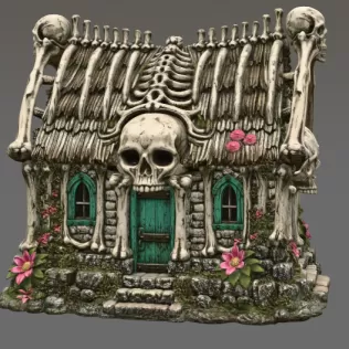 Gothic Bone House STL File for 3D Print - Model thumbnail 3
