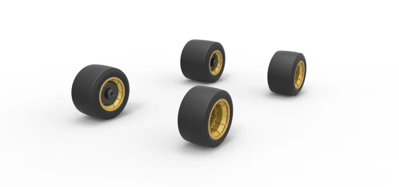 Wheel set of Vintage Asphalt Supermodified stock car 1:25 - Model preview 2