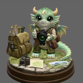 Cute Camera Baby Dragon STL File for 3D Print - Model thumbnail 3