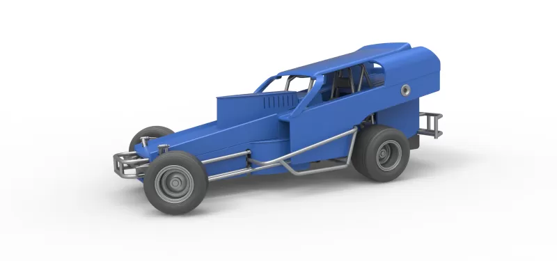 Vintage Dirt Modified stock car Version 2 while turning 1:25 - Model preview 1