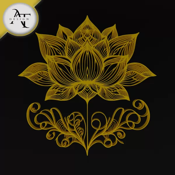 Lotus - Geometric - 2D Wall Art Decor - Model preview 1