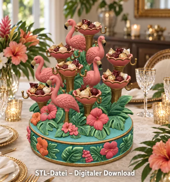 Flamingo Jewelry Organizer STL File for 3D Print - Model preview 4