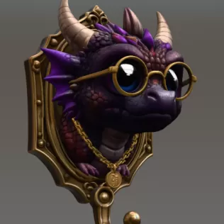 Kawaii Dragon Key Holder STL File for 3D Print - Model thumbnail 7