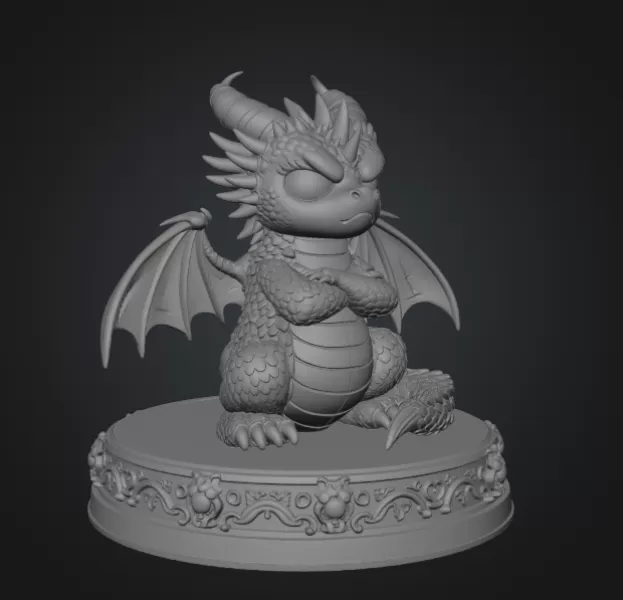 Grumpy Guardian Dragon STL File 3D Print - Model preview 10