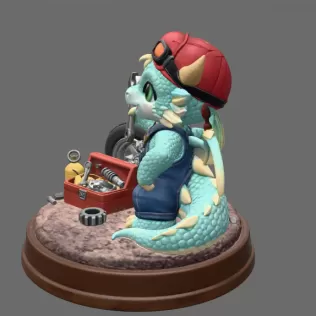 Cute Mechanic Dragon Figurine STL File for 3D Print - Model thumbnail 4