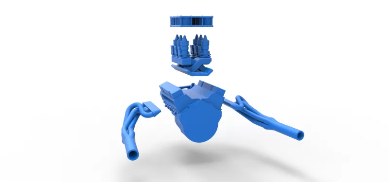 Engine of Vintage Supermodified stock car V3 Scale 1:25 - Model preview 17