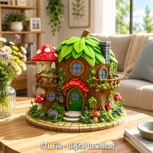 Enchanted Tree House Cottage STL File for 3D Print - Model thumbnail 3