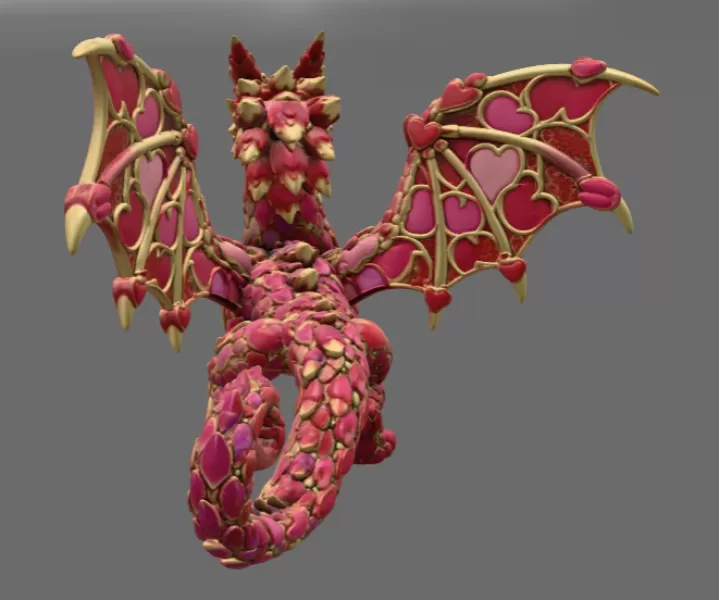 Heartwing Dragon STL File for 3D Print - Model preview 7