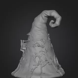 Whimsical Wizard Hat House STL File 3D Printable - Model thumbnail 9