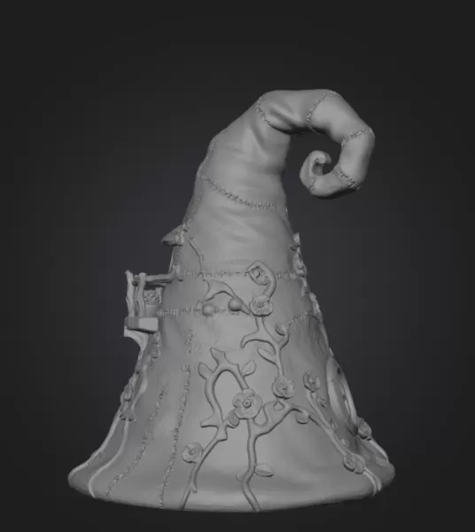 Whimsical Wizard Hat House STL File 3D Printable - Model preview 9