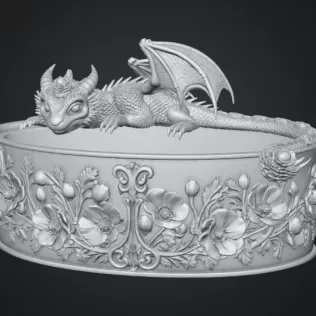Crimson Poppy Dragon Planter STL File for 3D Print - Model thumbnail 13