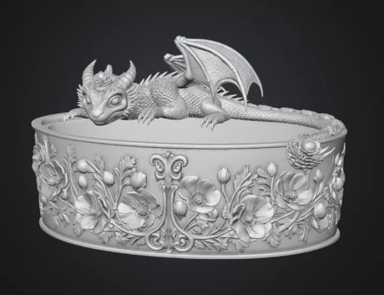 Crimson Poppy Dragon Planter STL File for 3D Print - Model preview 13