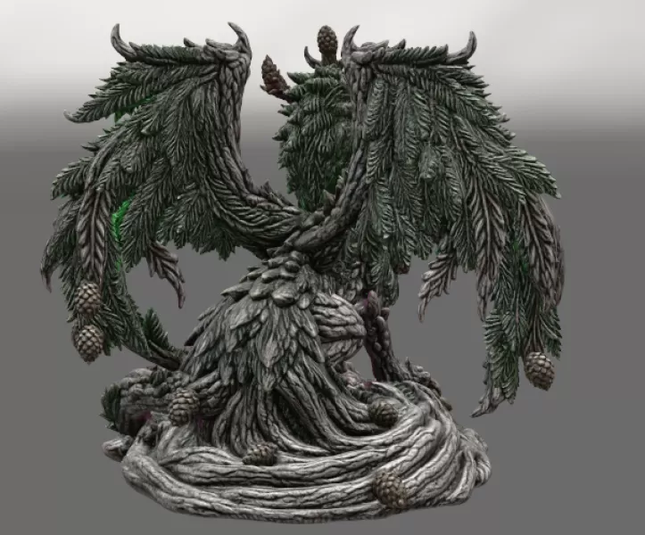 Ancient Forest Guardian Dragon STL File for 3D Print - Model preview 12