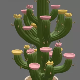 Blooming Cactus Jewelry Organizer STL File for 3D Print - Model thumbnail 7