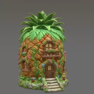 Pineapple Fantasy House STL File for 3D Printing - Model thumbnail 6