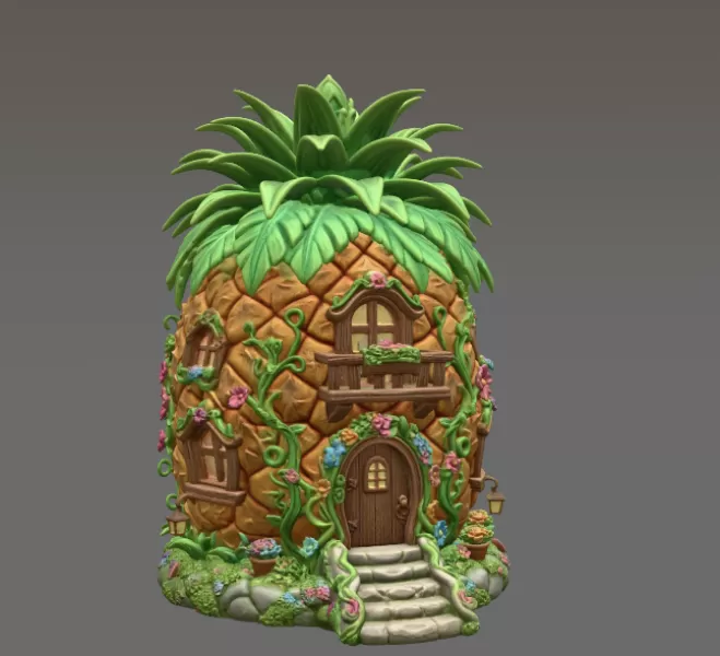 Pineapple Fantasy House STL File for 3D Printing - Model preview 6