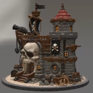 Pirate Skull Fortress STL File for 3D Print - Model thumbnail 5