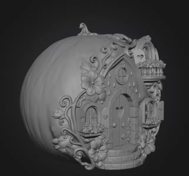 Watermelon Fairy House STL for 3D Print - Model preview 10