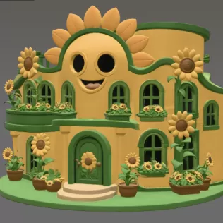 🌻 Happy Sunflower House STL File for 3D Print - Model thumbnail 6