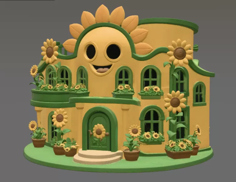 🌻 Happy Sunflower House STL File for 3D Print - Model preview 6