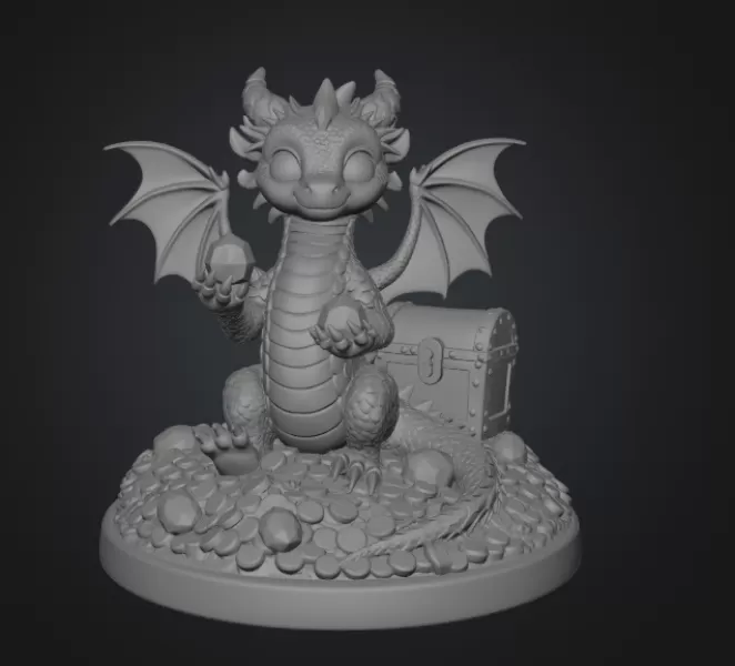 Treasure Guardian Dragon STL File 3D Print - Model preview 5